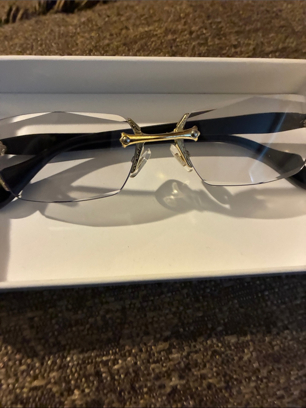 Rimless Women's Reading Glasses with Gold Accent - Black